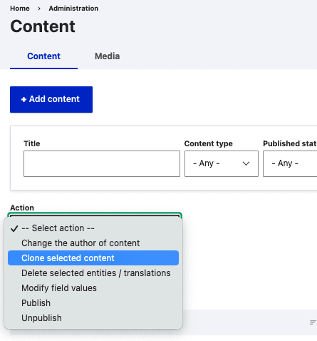 Screenshot illustrating how to Clone page(s)